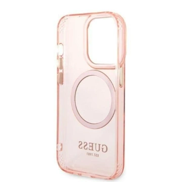 Etui Guess GUHMP14LHTCMP pre Apple iPhone 14 Pro 6,1" ružové/ružové pevné puzdro Gold Outline Translucent MagSafe