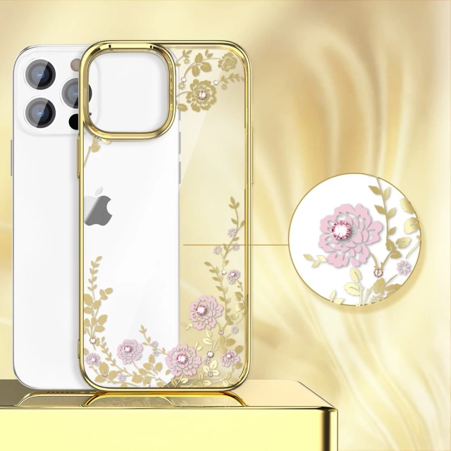 Люксовий чохол Kingxbar Moon Series з кристалами Swarovski для iPhone 13 Pro рожеве золото
