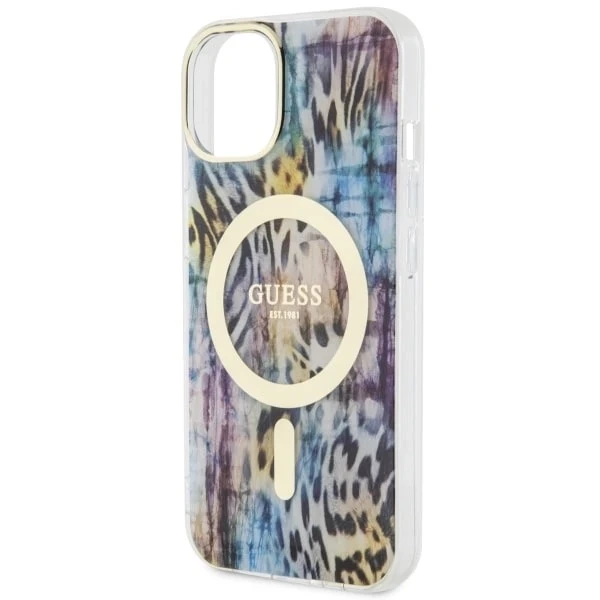 Etui Guess GUHMP14SHLEOPWB pro iPhone 14 6,1" pevný obal Leopard MagSafe