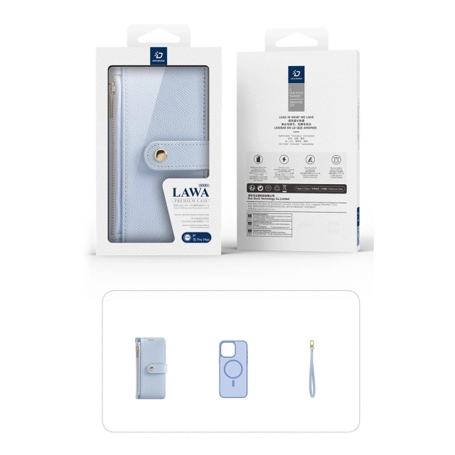 iPhone 15 Pro Dux Ducis Lawa Wallet Mag Leather Case Blue