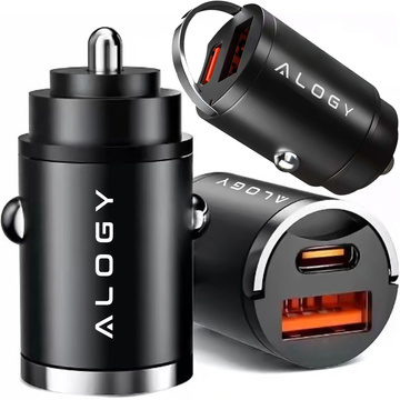 USB QC 4.0 Car Charger USB-C Type C PD 30W Fast Powerful for Alogy Car Phone Black
