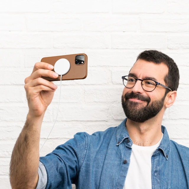 Шкіряний чохол Dux Ducis Grit для iPhone 14 Plus Sleek PU Leather Cover (сумісний з MagSafe) коричневий