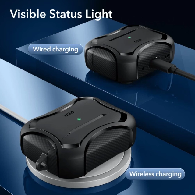 Etui ESR Cyber Armor HaloLock MagSafe für Apple AirPods Pro 1 / 2 Schwarz