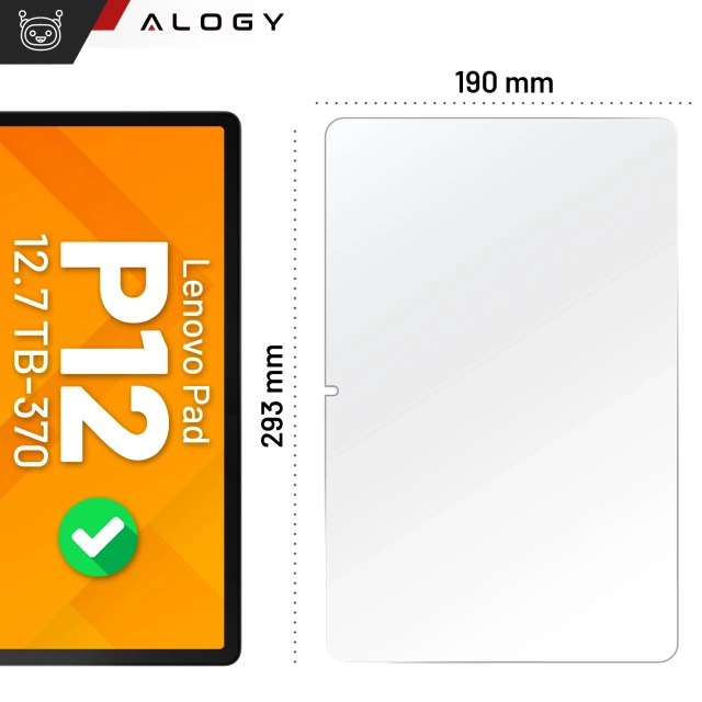 Tvrzené sklo pro Lenovo Tab P12 12.7 TB-370 ochranné sklo Alogy Screen Protector tvrzené sklo 9H