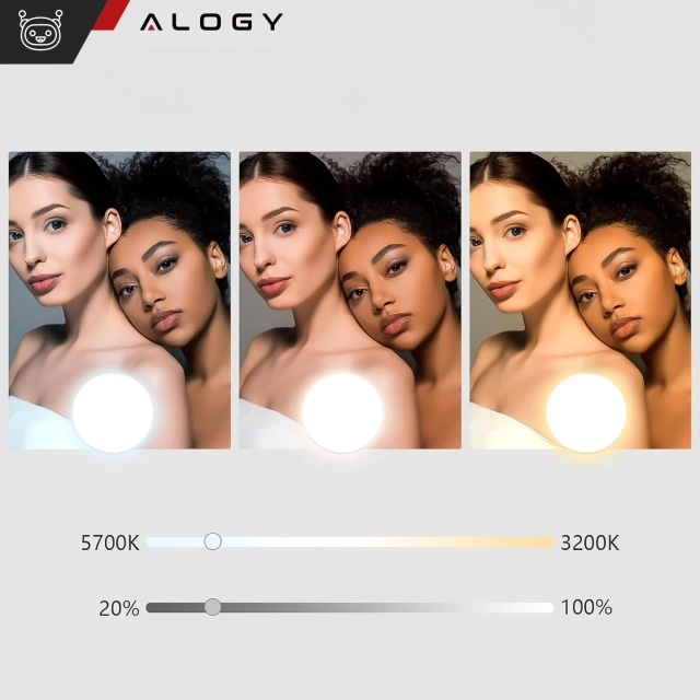 Світлодіодна лампа з повним кільцем 22 см Alogy для столу Bluetooth з пультом дистанційного керування для запису фото та макіяжу в реальному часі, чорна