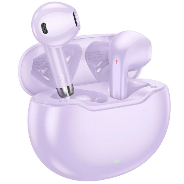 HOCO TWS EW61 wireless Bluetooth headphones, purple, with charging case