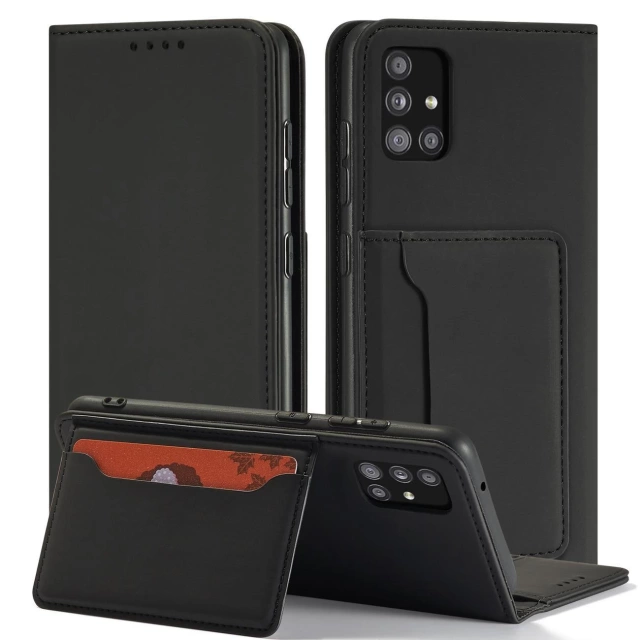 Magnet Card Case Case pro Xiaomi Redmi Note 11 Pouch Wallet Card Holder Black
