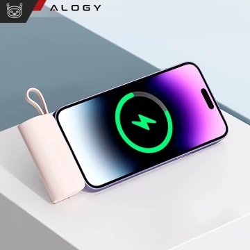 PowerBank 5000mAh Alogy kapesní malá externí nabíječka Powerbanka USB-C a lightning Pink