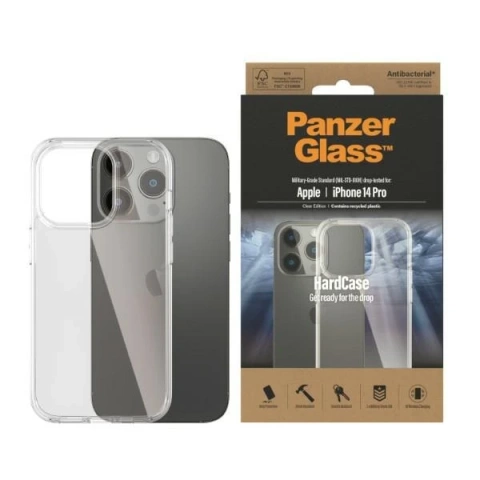 Tvrdé puzdro Etui PanzerGlass na iPhone 14 Pro 6,1" antibakteriálne, transparentné vojenské 0402