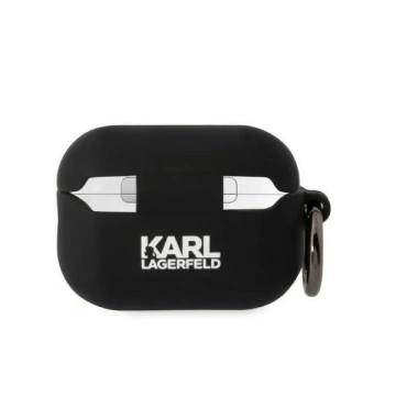Ochranné pouzdro na sluchátka Karl Lagerfeld KLAP2RUNIKK pro Apple AirPods Pro 2 kryt černo/černý Silikon Karl Head 3D