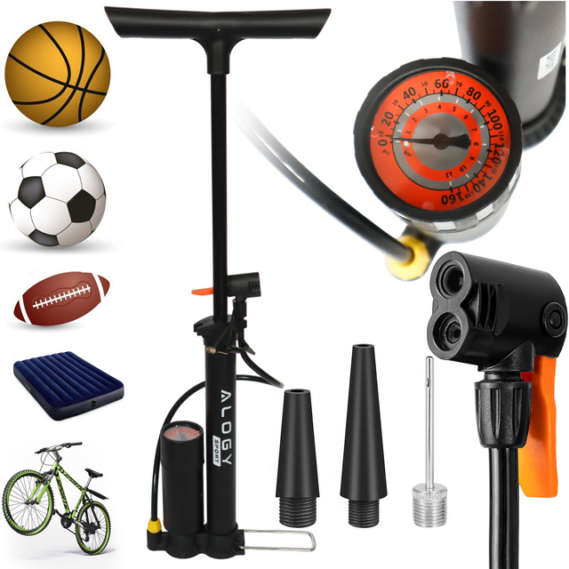 Alogy Bike Pump 160psi s manometrom a rukoväťou, manuálna, čierna