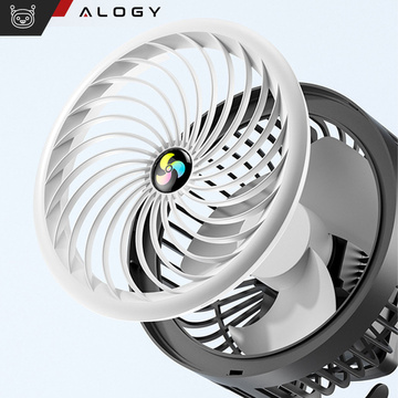 Ventilátor Stolní ventilátor s LED světlem 2v1 Alogy přenosný závěsný stojící bezdrátový závěsný venkovní mini ventilátor s háčkem držák černý