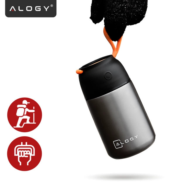 Termoska na večeři pro děti Polévka 700ml Alogy Nerezová skládací lžička Tepelně šedá