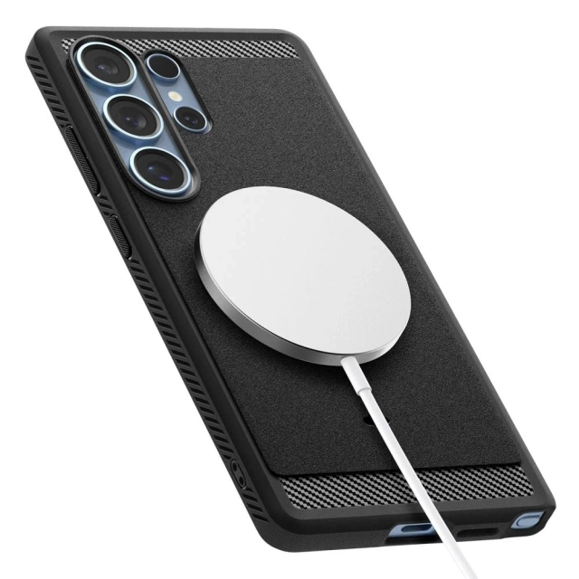 Etui für Samsung Galaxy S25 Ultra Mattschwarz Spigen Rugged Armor Mag MagSafe