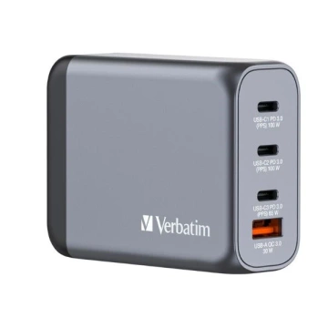 Verbatim GaN 100W nástenná nabíjačka 3xUSB-C/USB-A adaptér