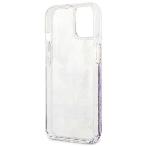 Guess GUHCP13SLFLSU iPhone 13 mini 5,4" fioletowy/фіолетовий жорсткий чохол Flower Liquid Glitter