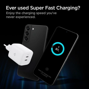 Spigen Powerarc 2-portová sieťová nabíjačka PD65W biela