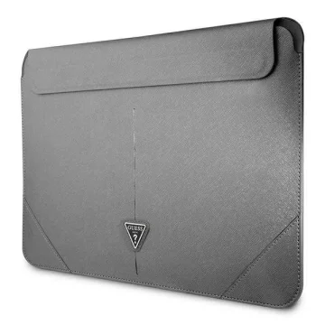 Guess Sleeve GUCS16PSATLG 16" srebrny /stříbrný Saffiano Triangle Logo