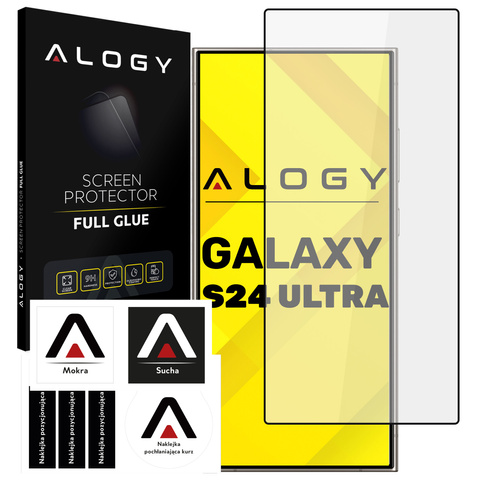 Gehärtetes Glas für die hüllenfreundliche Alogy Full Glue-Hülle für das Samsung Galaxy S24 Ultra Black