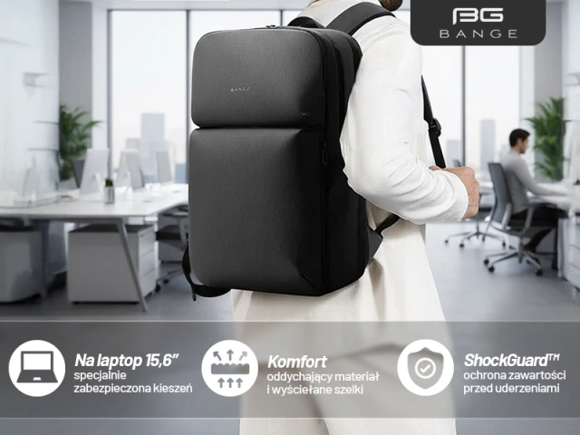 Водонепроникний рюкзак Bange для ноутбука 15.6", city traveler, 45х30х16 см, для роботи, літака, чоловічий, жіночий, з USB портом Чорний