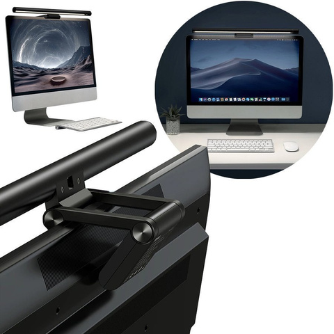 Adjustable LED lamp for the Baseus I-Wok Pro computer monitor with clip Black