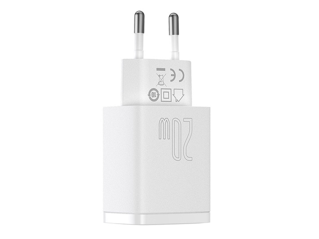 Baseus USB PD QC 3.0 20W biela nástenná nabíjačka