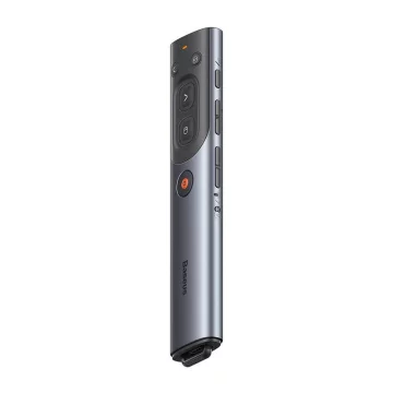 Baseus Orange Dot multifunkčné diaľkové ovládanie na prezentáciu, s červeným laserovým ukazovátkom, dobíjacie (sivé)