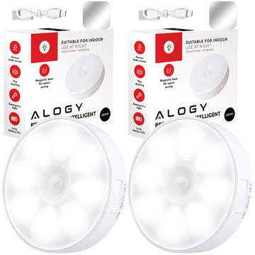 2x Lampe LED Bewegungsmelder Dämmerung Nachtlampe Alogy Sensor Light Kabellose Möbelbeleuchtung Weißes Licht 6000k