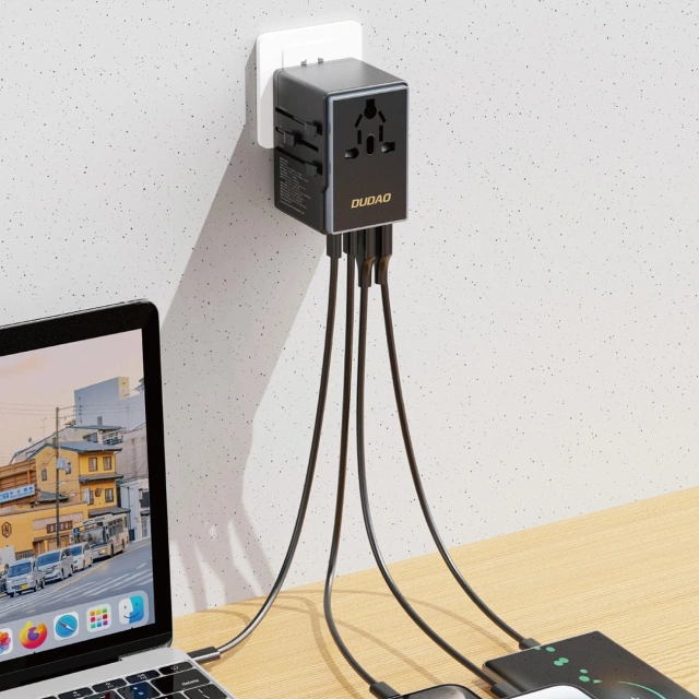 Adapter Podróżny Dudao A65Pro 65W 4xUSB EU US UK AUS JP Czarny