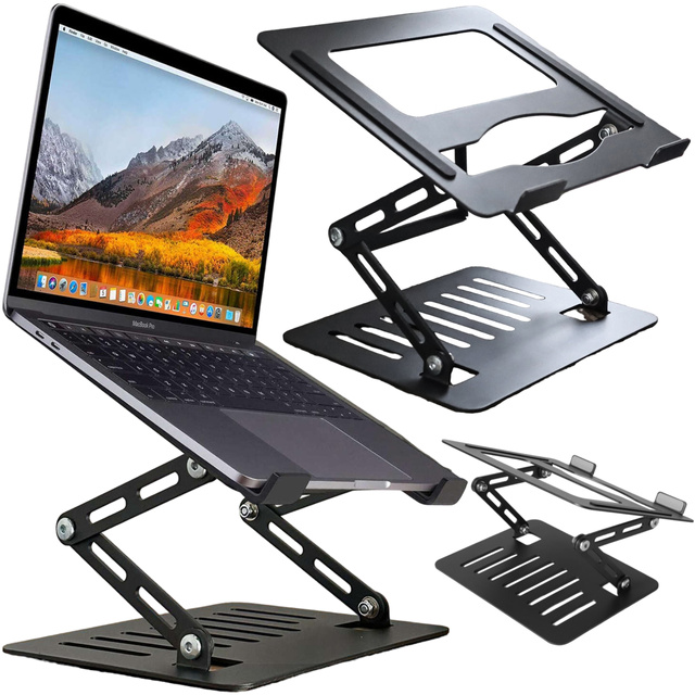 Laptop holder Macbook tablet 17" stand stand foldable adjustable aluminum for desk 25 x 21.5cm Alogy Graphite