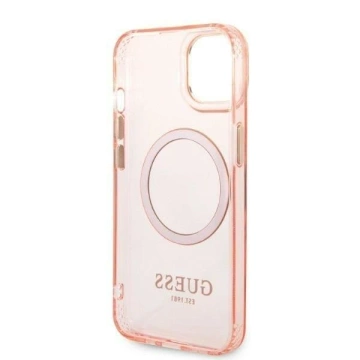 Etui Guess GUHMP14MHTCMP pre Apple iPhone 14 Plus 6,7" ružové/ružové pevné puzdro Gold Outline Translucent MagSafe