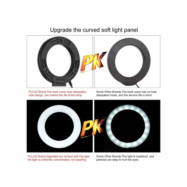 LED kruhové svietidlo s nastaviteľnou základňou Puluz PU391