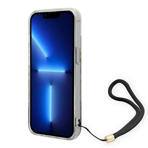 Etui Guess GUOHCP14MHFLSB do Apple iPhone 14 Plus 6,7" niebieski/modré pevné pouzdro Flower Strap