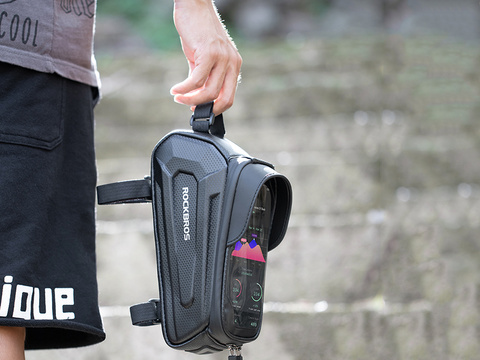 Pouch bag bike pannier phone holder for frame RockBros B68 Black