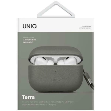 UNIQ Vencer Kopfhörer-Schutzhülle für AirPods Pro 2nd Gen. Echtes Leder grün/flechtengrün