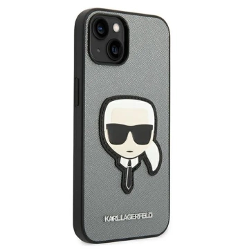 Etui Karl Lagerfeld KLHCP14MSAPKHG pre iPhone 14 Plus 6,7" pevné puzdro Saffiano Karl`s Head Patch