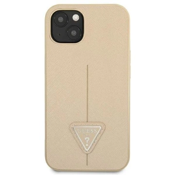 Etui Guess GUHCP14SPSATLE do Apple iPhone 14 6,1" béžové/béžové pevné pouzdro SaffianoTriangle Logo