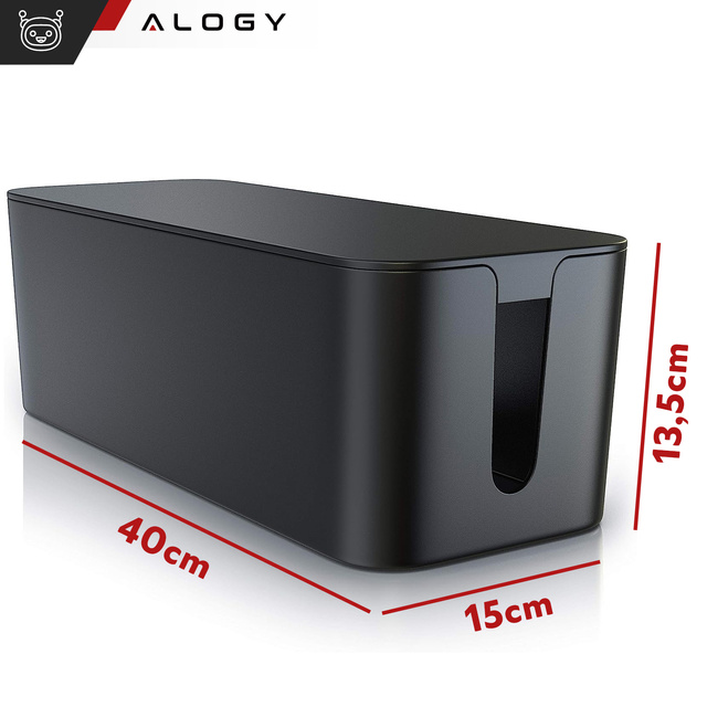 Kabelový organizér stolní podlahový kontejner kabelový box Alogy Box L 40cm velký Černá