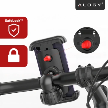 Držiak telefónu na bicykel 4,7-6,8" pre telefón Riadidlá na bicykel pre bicykel Motocykel Nastaviteľné Alogy Sport Black