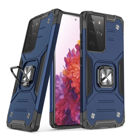 Wozinsky Ring Armor odolné hybridní pouzdro magnetický držák krytu pro Samsung Galaxy S22 Ultra blue
