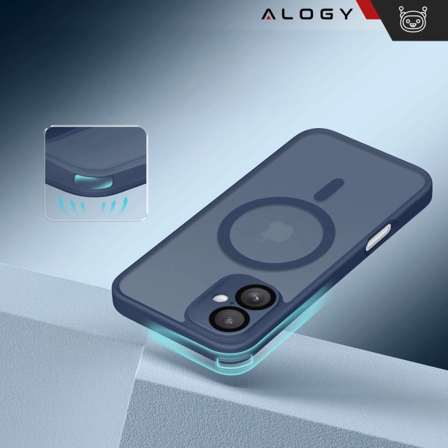 Набір гібридних чохлів 3 в 1 із загартованого скла для Apple iPhone 16, захисний чохол Hybrid MagSafe із захистом лінзи, чохол для телефону Alogy 3 в 1, темно-синій