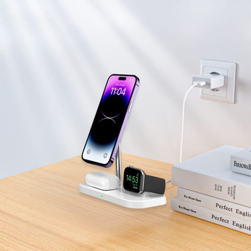 TECH-PROTECT QI15W-A22 3IN1 MAGNETISCHES MAGSAFE DRAHTLOSES LADEGERÄT WEISS