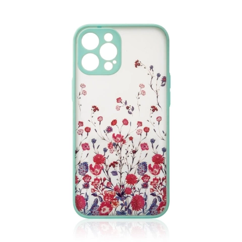 Чохол Design Case для iPhone 12 Pro Max flower case світло-блакитний
