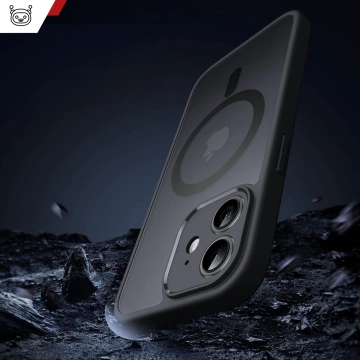 Pouzdro pro Apple iPhone 12 Alogy MagSafe Hybrid Matte Case Matný kryt s ochranou objektivu černé sklo