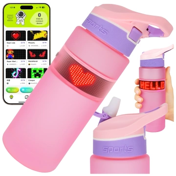 Alogy FitBottle™ 800ml Smart LED Drink Bottle with Display and Bluetooth Connectivity, Straw, Motivational, Reusable - Pink