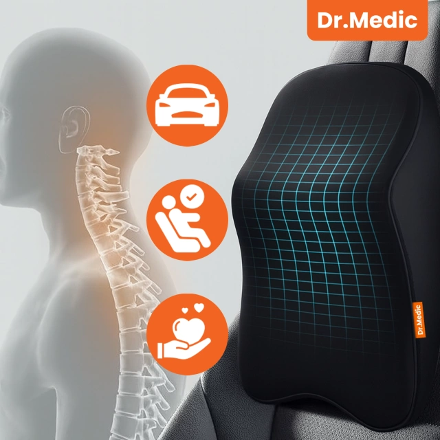 Poduszka do Samochodu pod Głowę Kark Szyję DR.MEDIC ErgoNeck™ Ergonomiczna poduszka na fotel zagłówek krzesło gamingowa do biura auta dla kierowcy pasażera