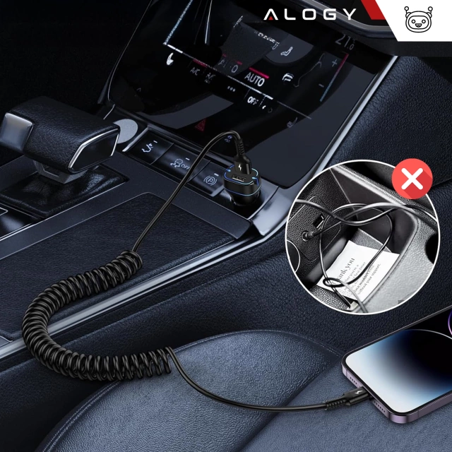 Alogy Spiral-Autoladekabel für iPone 3A 150 cm USB A-Lightning schwarz