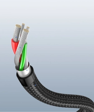 Uzelený uhlový kábel USB – USB typu C 2m 3A sivý (50942)
