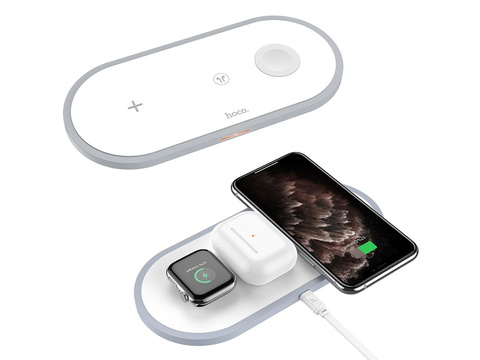 Indukčná nabíjačka 3v1 HOCO CW24 3V1 pre iPhone / AirPods / Watch White