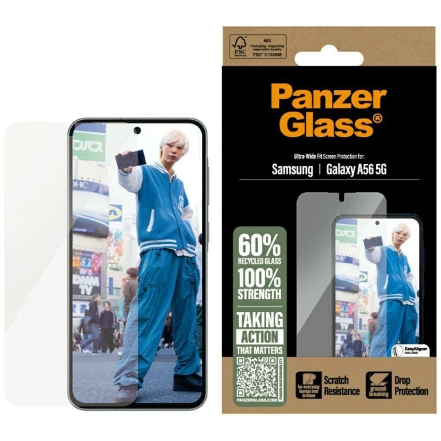 Загартоване скло PanzerGlass для Samsung Galaxy A56 5G Ultra-Wide Fit